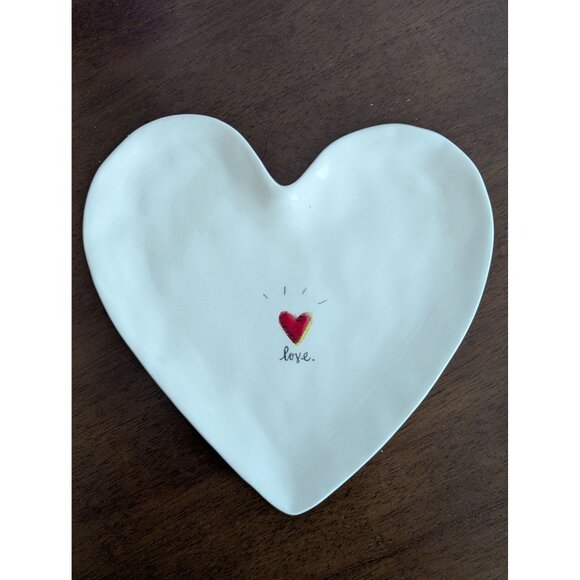 Heart-Shaped Ceramic Love Plate By Magenta Dishwasher & Microwave Safe White W - Picture 1 of 4